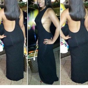 F21 asymmetrical, side boob & backless maxi dress